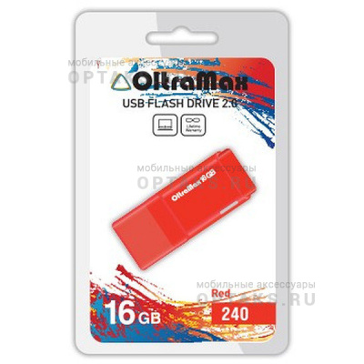 Флешка USB, 16 Гб OltraMax  240  красный
